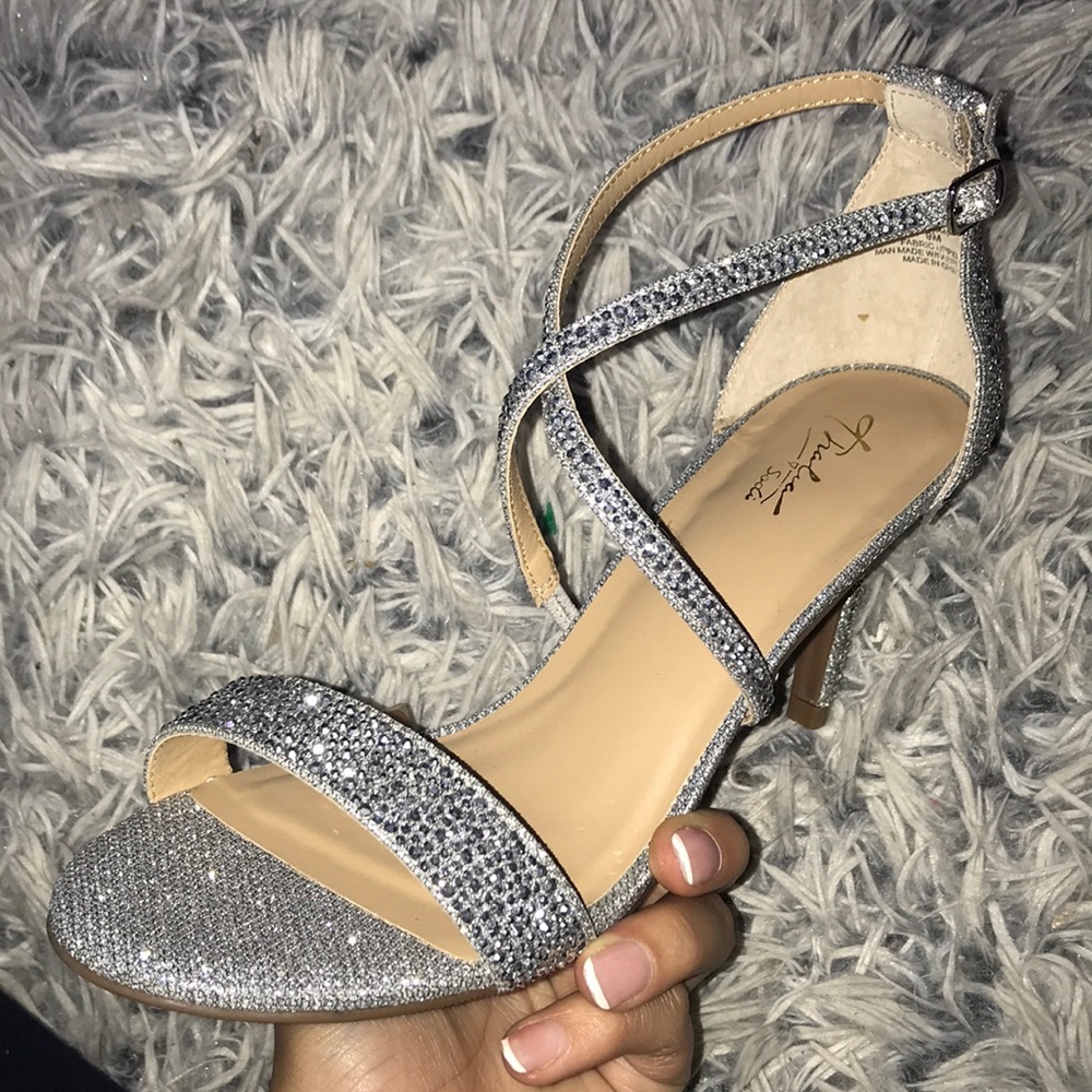 BRAND NEW Silver Strap Cross Heels